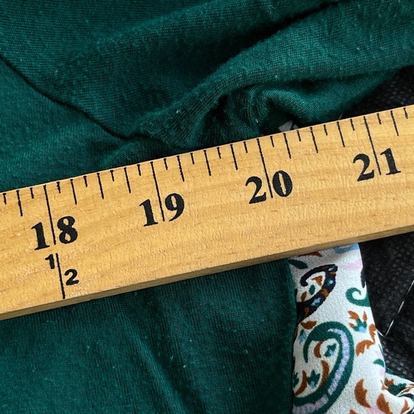 Market & Spruce Top Womens Large Green Floral Paisley Rolltab Blouse - Picture 8 of 10